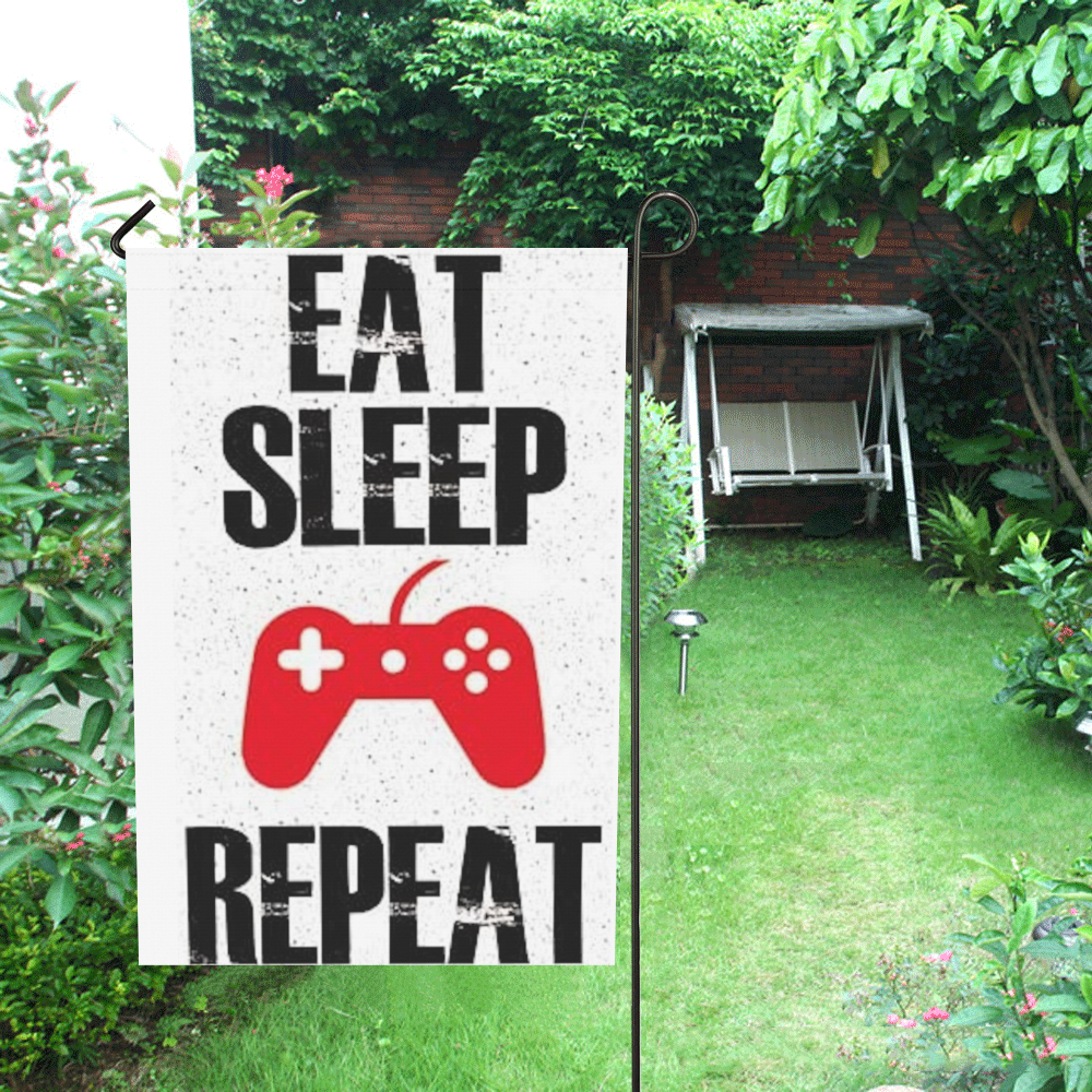 Eat sleep repeat gamer Garden Flag 28''x40'' （Without Flagpole）
