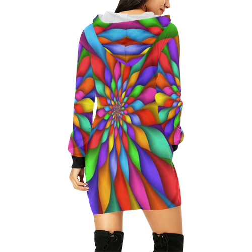 RAINBOW SKITTLES All Over Print Hoodie Mini Dress (Model H27)