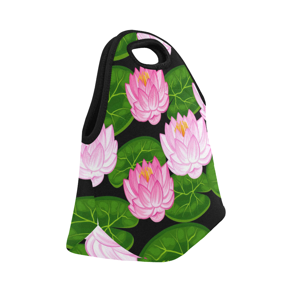 Pink Lotus Neoprene Lunch Bag/Small (Model 1669)
