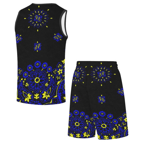 blue yellow bandana version 1 All Over Print Basketball Uniform