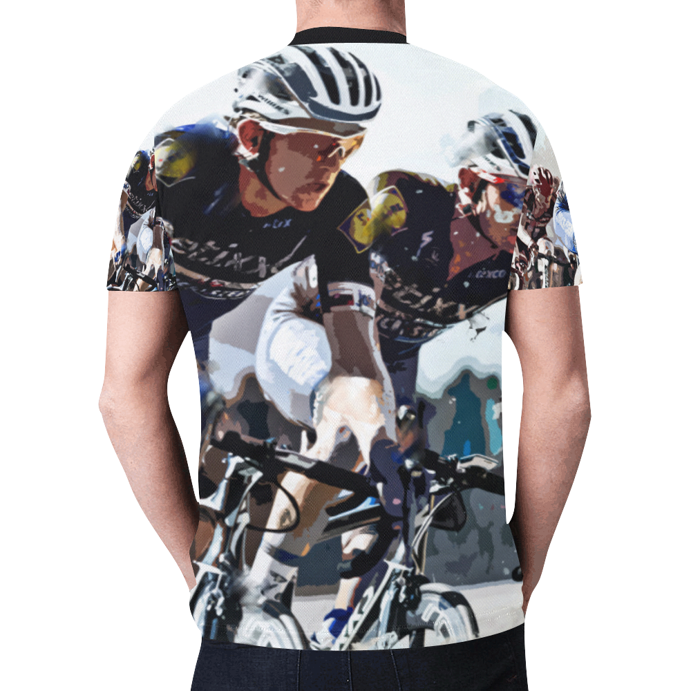 Bike Cyclists Battling for Position in Race New All Over Print T-shirt for Men (Model T45)