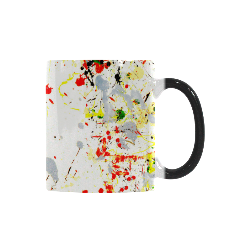 Black, Red, Yellow Paint Splatter Custom Morphing Mug (11oz)