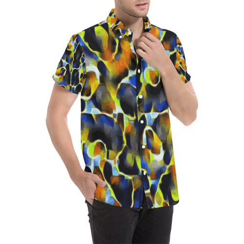 Calvary - multicolor circle line pattern Men's All Over Print Short Sleeve Shirt (Model T53)