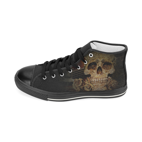 Steampunk Alchemist Mage Roses Celtic Skull halfto Women's Classic High Top Canvas Shoes (Model 017)