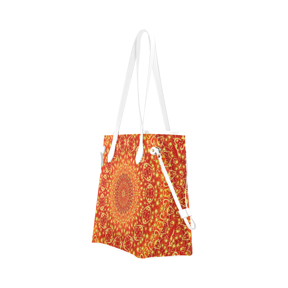 Love and Romance Golden Bohemian Hearts Clover Canvas Tote Bag (Model 1661)
