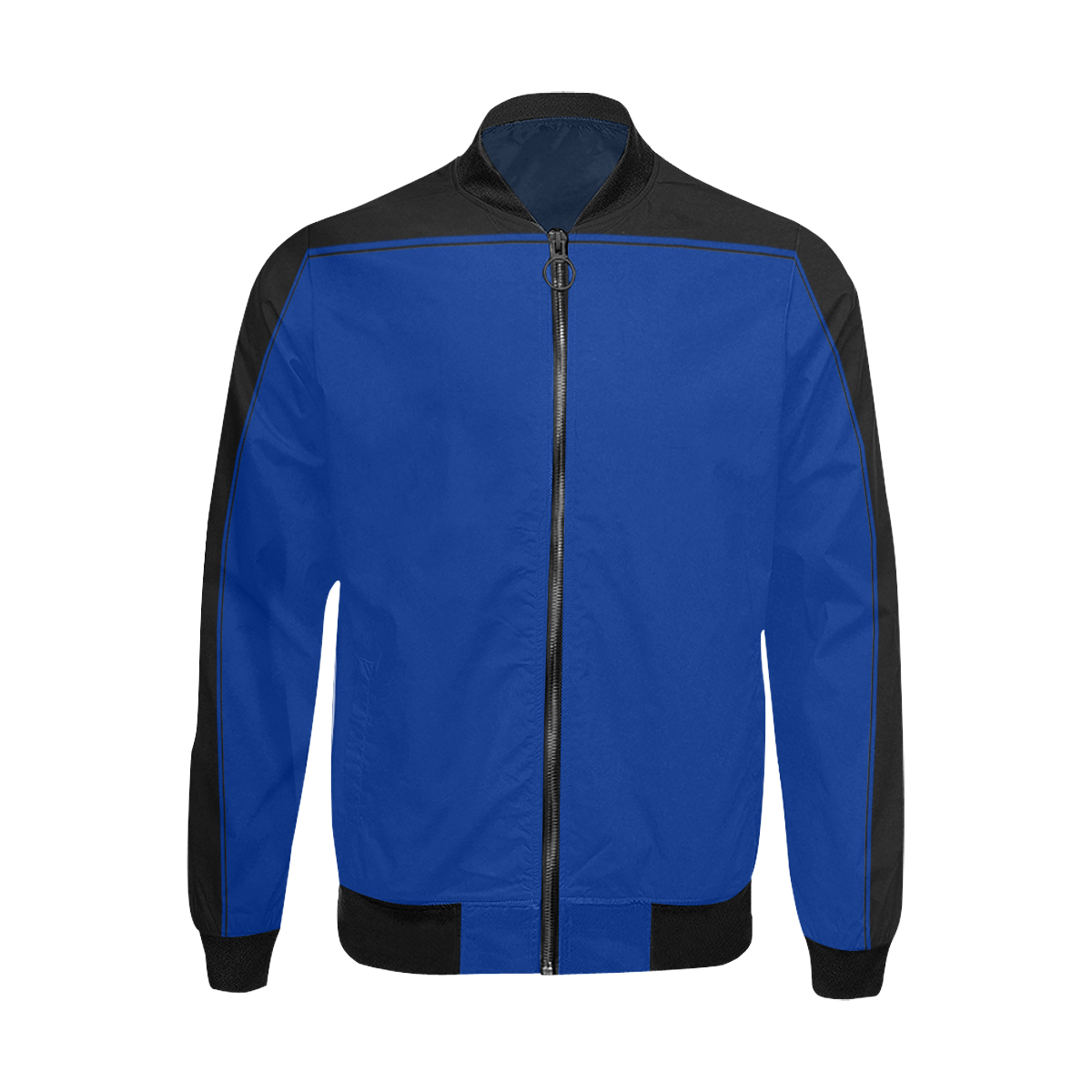 Racing Strip Black and Blue All Over Print Bomber Jacket for Men (Model H31)