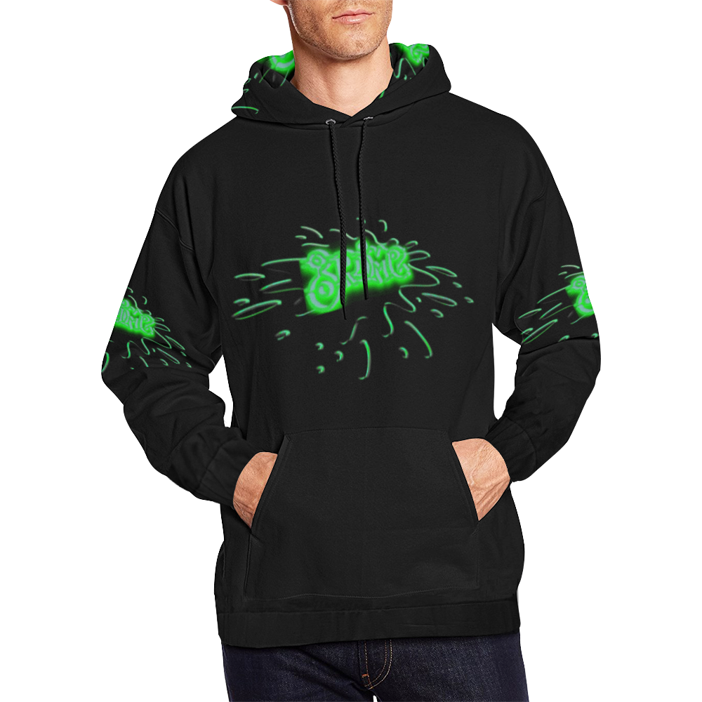 Grime Electric Blue and Green Neon All Over Print Hoodie for Men (USA Size) (Model H13)