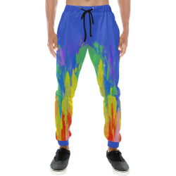 Flames Paint Abstract Classic Blue Men's All Over Print Sweatpants/Large Size (Model L11)