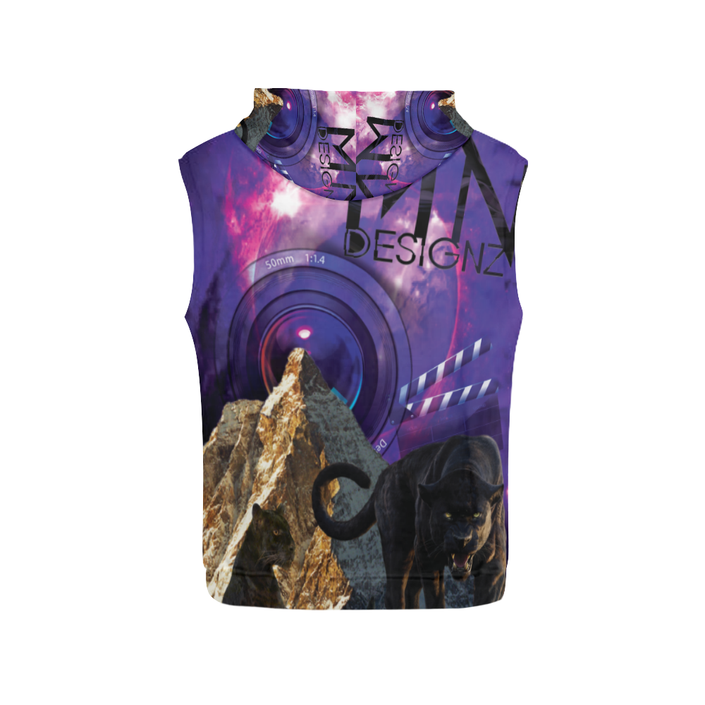 MN Designz Panther All Over Print Sleeveless Hoodie for Men (Model H15)