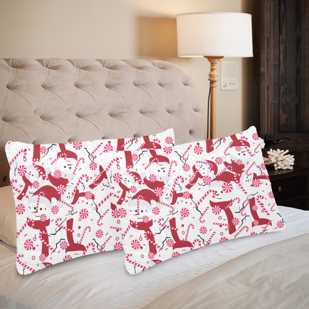 Candy CANE SNOWMAN CHRISTMAS Pattern Custom Pillow Case 20"x 30" (One Side) (Set of 2)