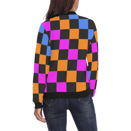 CHECKERBOARD 429 All Over Print Bomber Jacket for Women (Model H36)