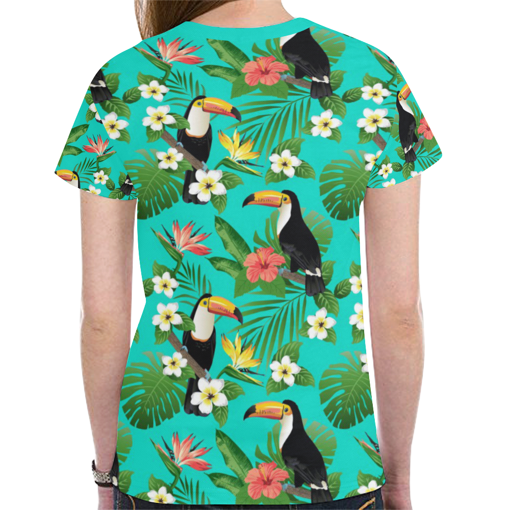 Tropical Summer Toucan Pattern New All Over Print T-shirt for Women (Model T45)
