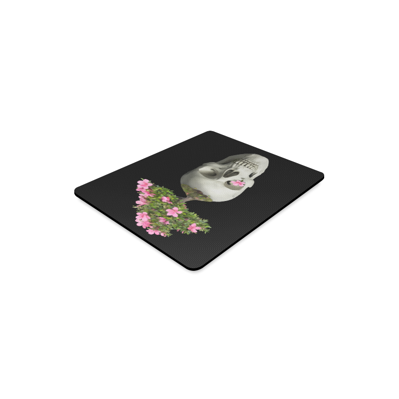 Bonsai Skull on black Rectangle Mousepad