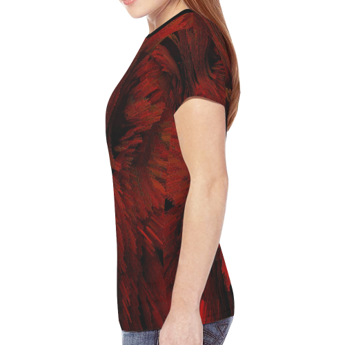 Burgundy Burst New All Over Print T-shirt for Women (Model T45)