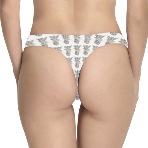 White Christmas Angel Thong Women's All Over Print Thongs (Model L30)