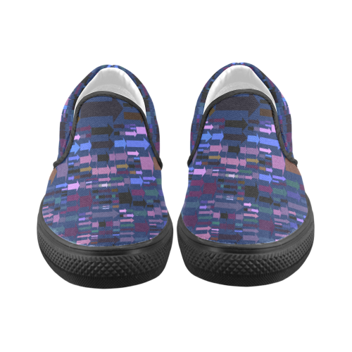 Arrows in Blue and Pink Shoes Women's Unusual Slip-on Canvas Shoes (Model 019)