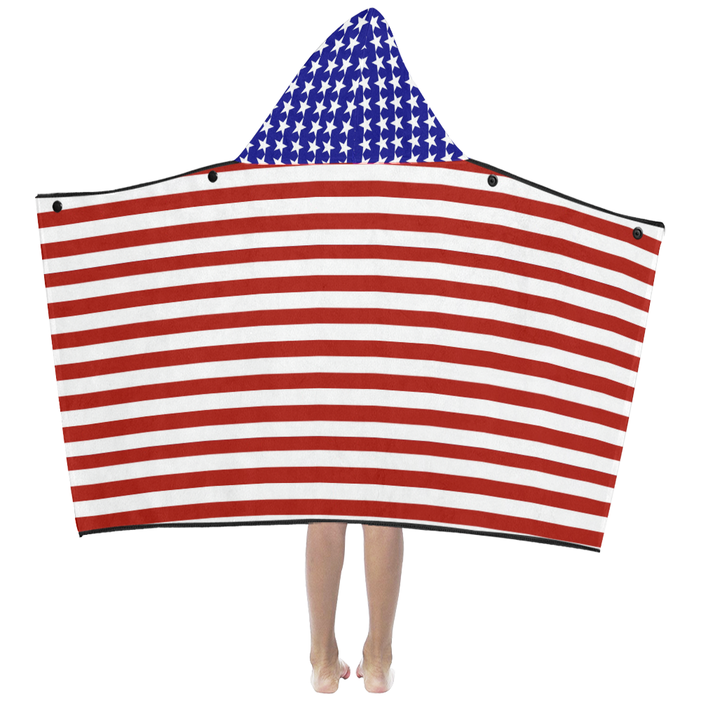 Patriotic USA Stars and Stripes Kids' Hooded Bath Towels