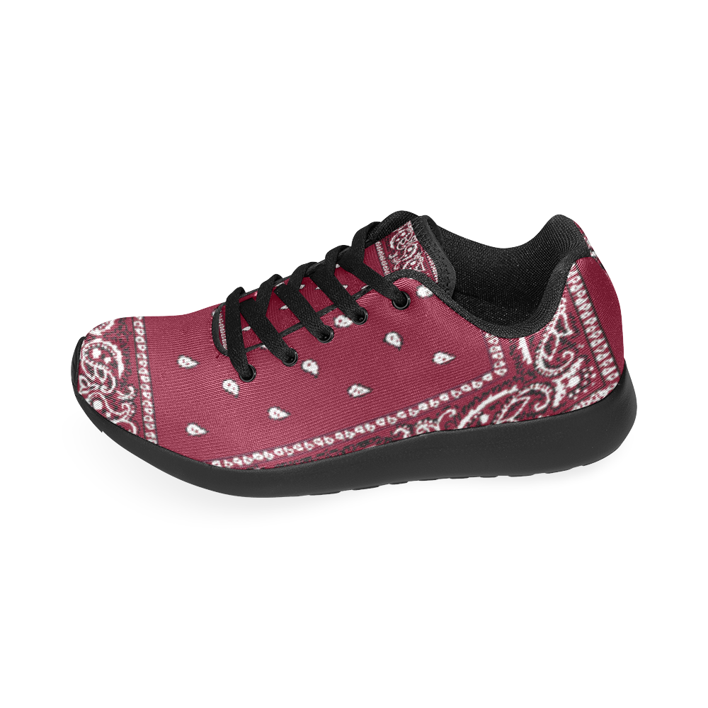 Burgundy Bandana Men-Black Men’s Running Shoes (Model 020)