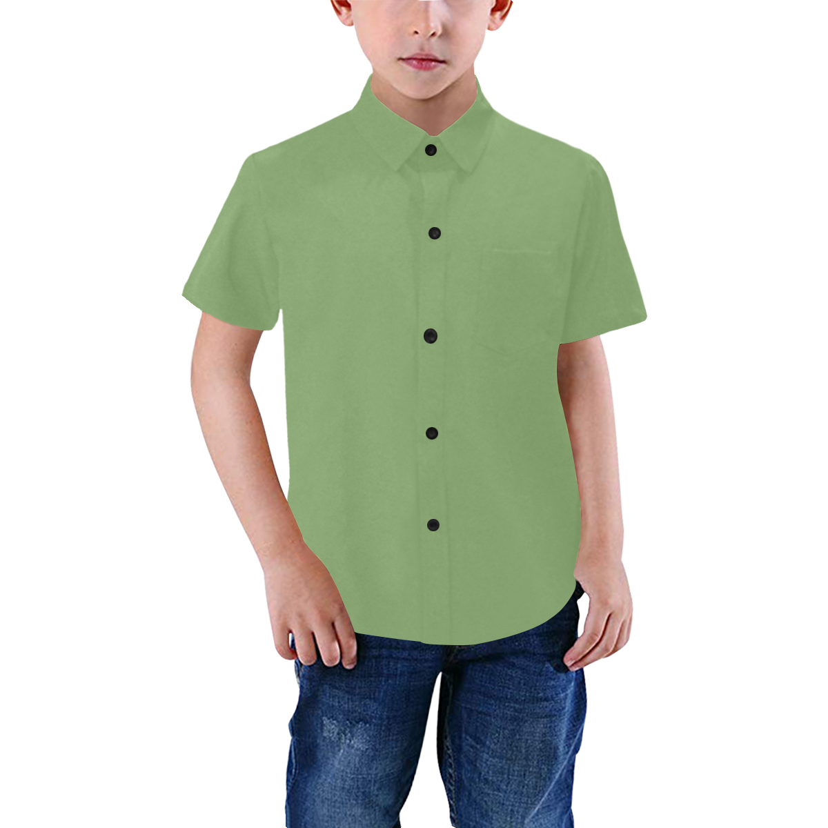 color asparagus Boys' All Over Print Short Sleeve Shirt (Model T59)