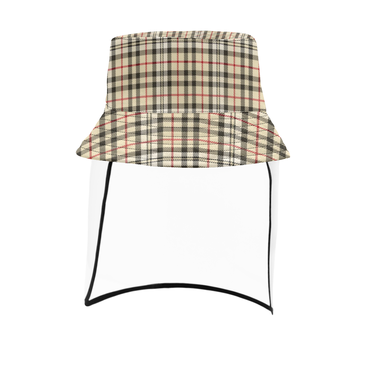 STRIPES LIGHT BROWN Men's Bucket Hat (Detachable Face Shield)
