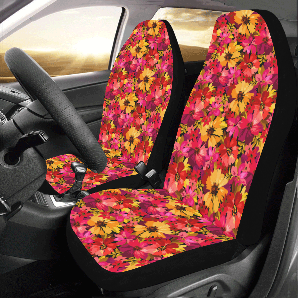 Flower Pattern Car Seat Covers (Set of 2)