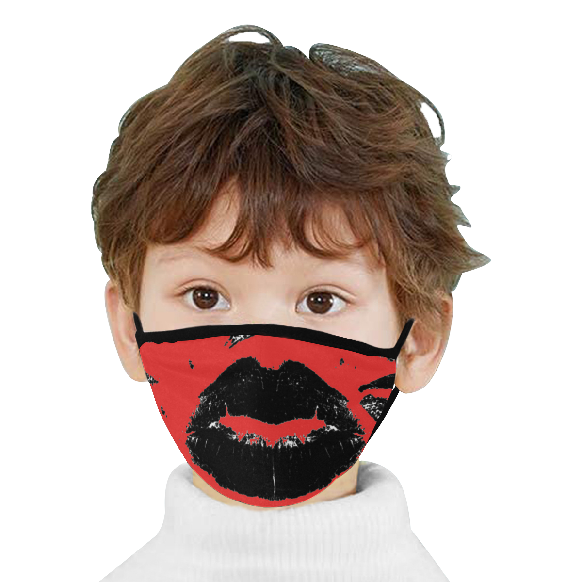Kisses All Over (Black & Red) Mouth Mask