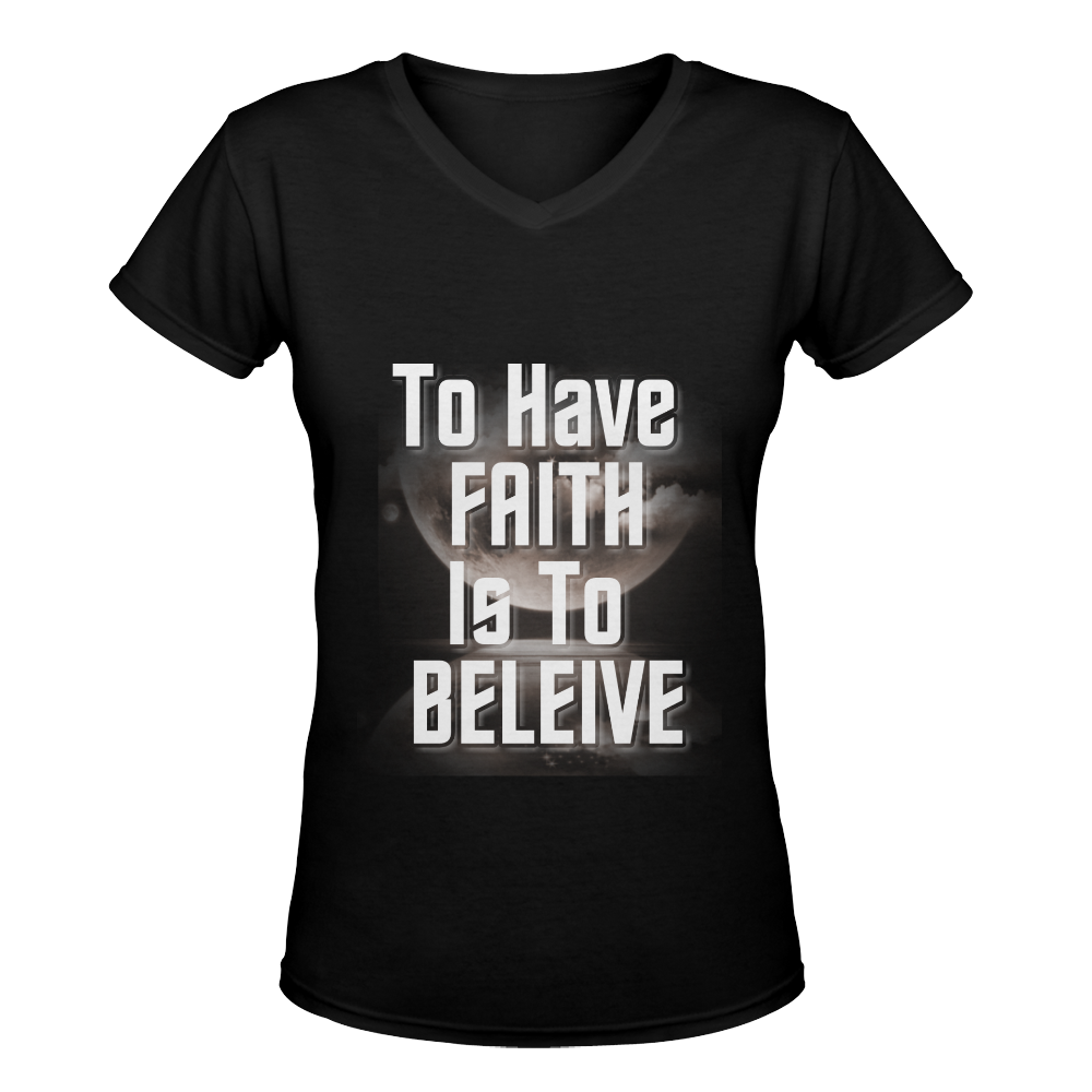 To Have Faith Is To Believe Design By Me by Doris Clay-Kersey Women's Deep V-neck T-shirt (Model T19)