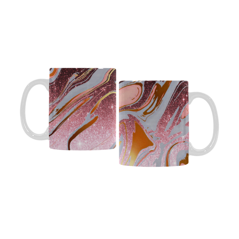 rose gold Glitter gradient marble White Mug(11OZ)