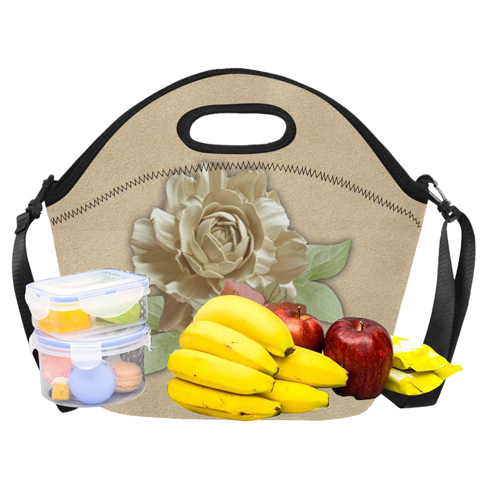 mix leather flower decor Neoprene Lunch Bag/Large (Model 1669)