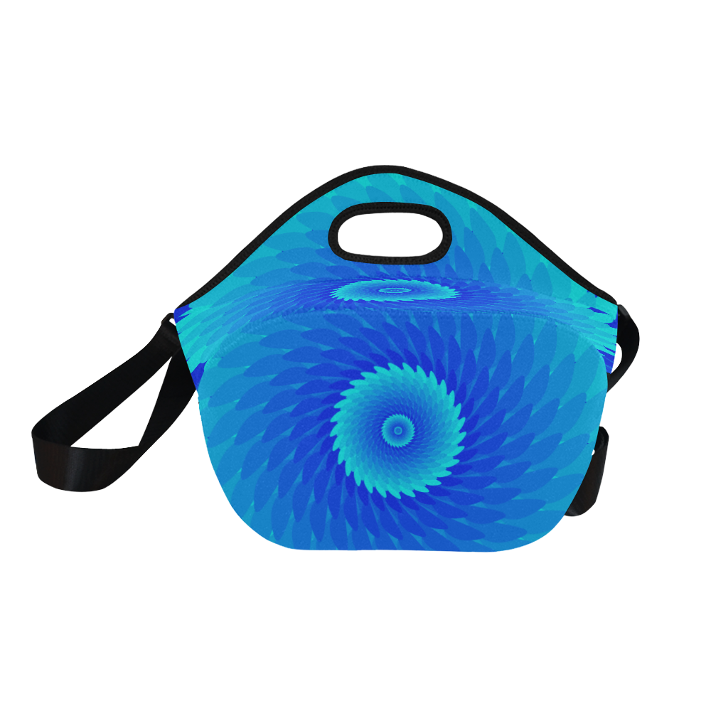 Royal blue spiral flower Neoprene Lunch Bag/Large (Model 1669)