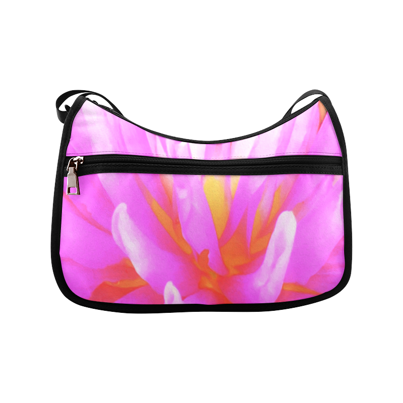 Fiery Hot Pink and Yellow Cactus Dahlia Crossbody Bags (Model 1616)