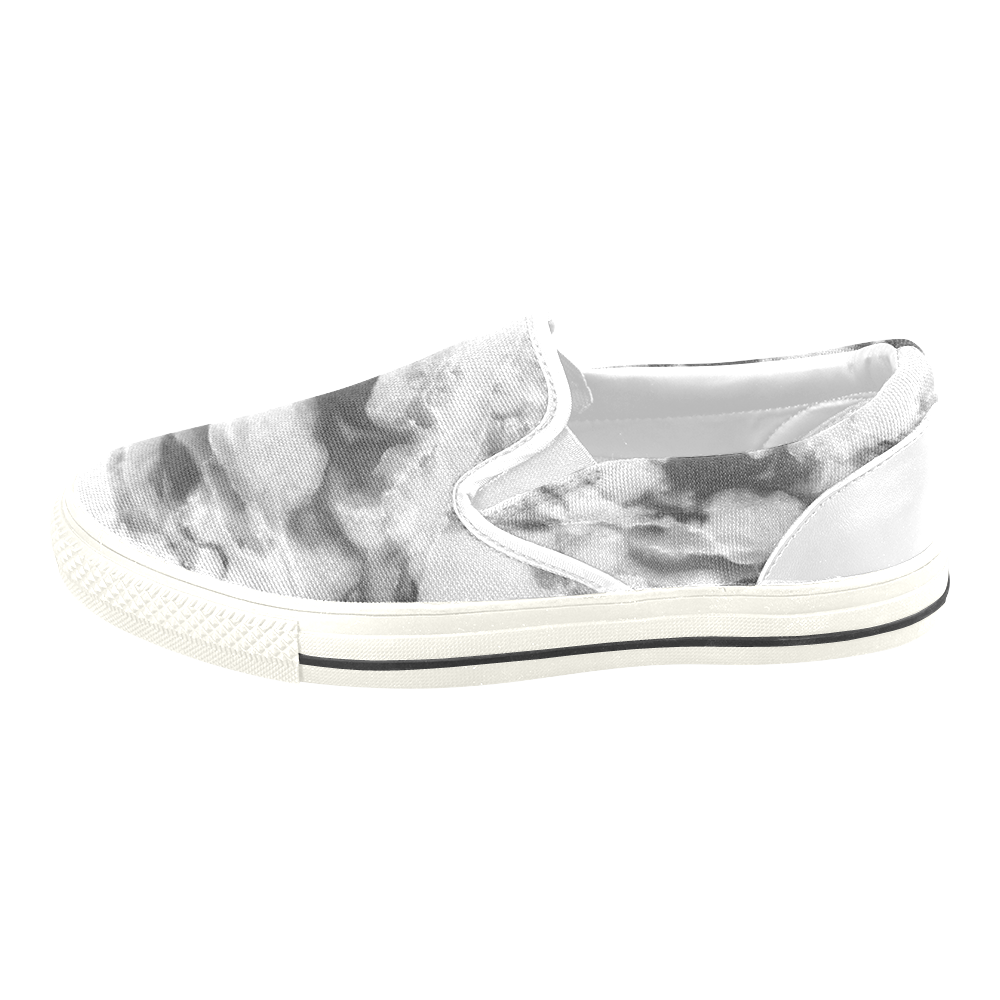 Marble Black and White Pattern Women's Slip-on Canvas Shoes/Large Size (Model 019)