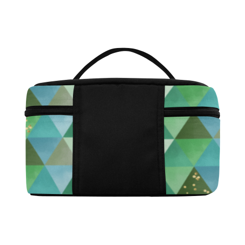 Triangle Pattern - Green Teal Khaki Moss Cosmetic Bag/Large (Model 1658)
