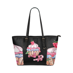 cupcake Leather Tote Bag/Small (Model 1640)