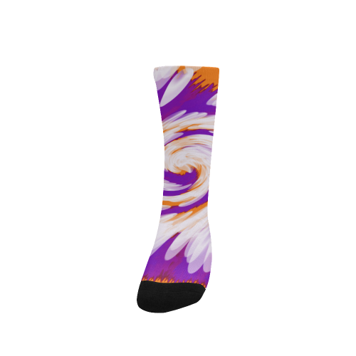 Purple Orange Tie Dye Swirl Abstract Women's Custom Socks