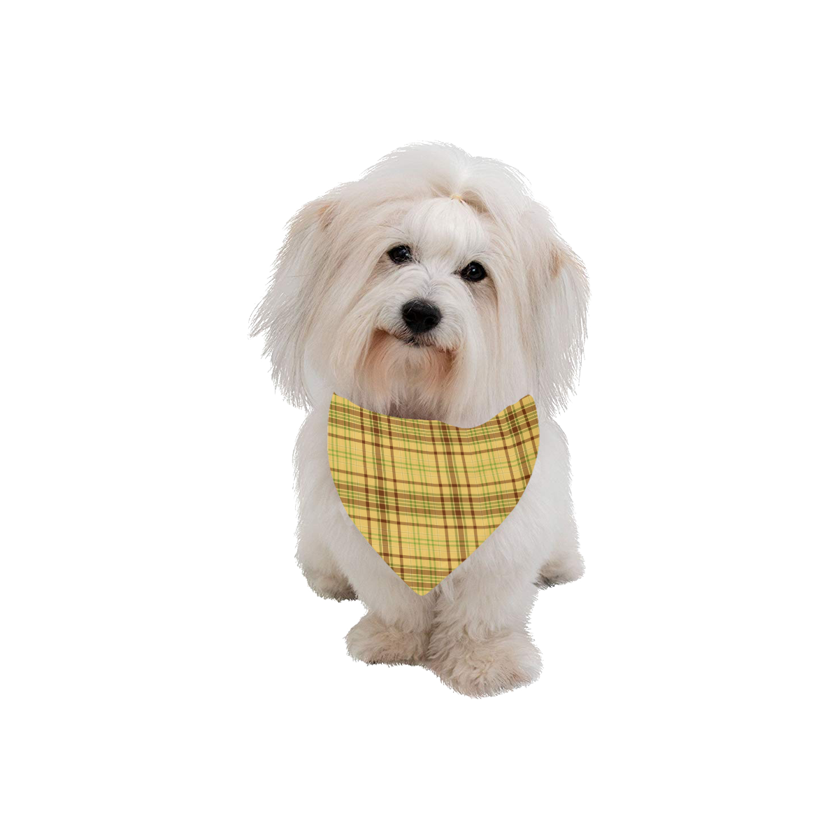 Yellow Brown Plaid Pet Dog Bandana/Large Size