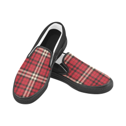 stripe red Slip-on Canvas Shoes for Men/Large Size (Model 019)
