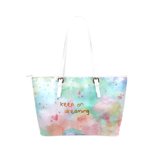 KEEP ON DREAMING Leather Tote Bag/Large (Model 1651)