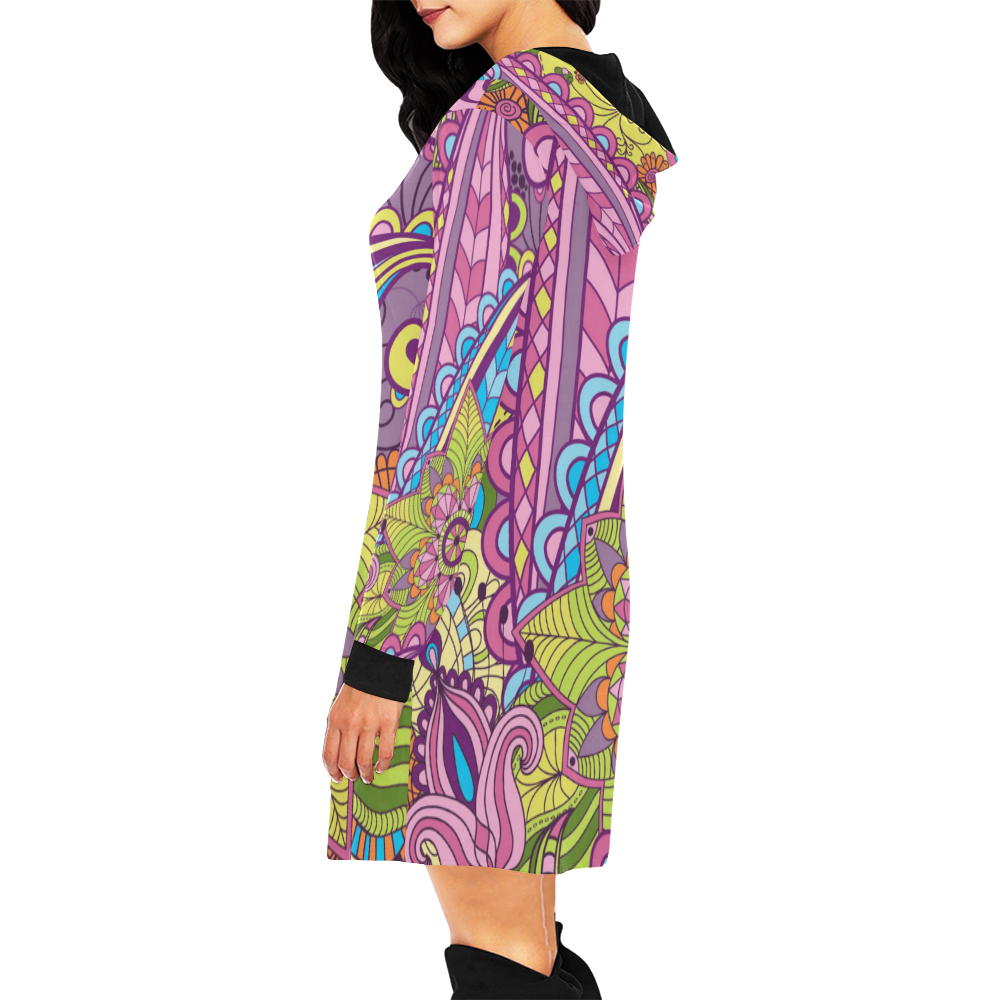 Tribal Art All Over Print Hoodie Mini Dress (Model H27)