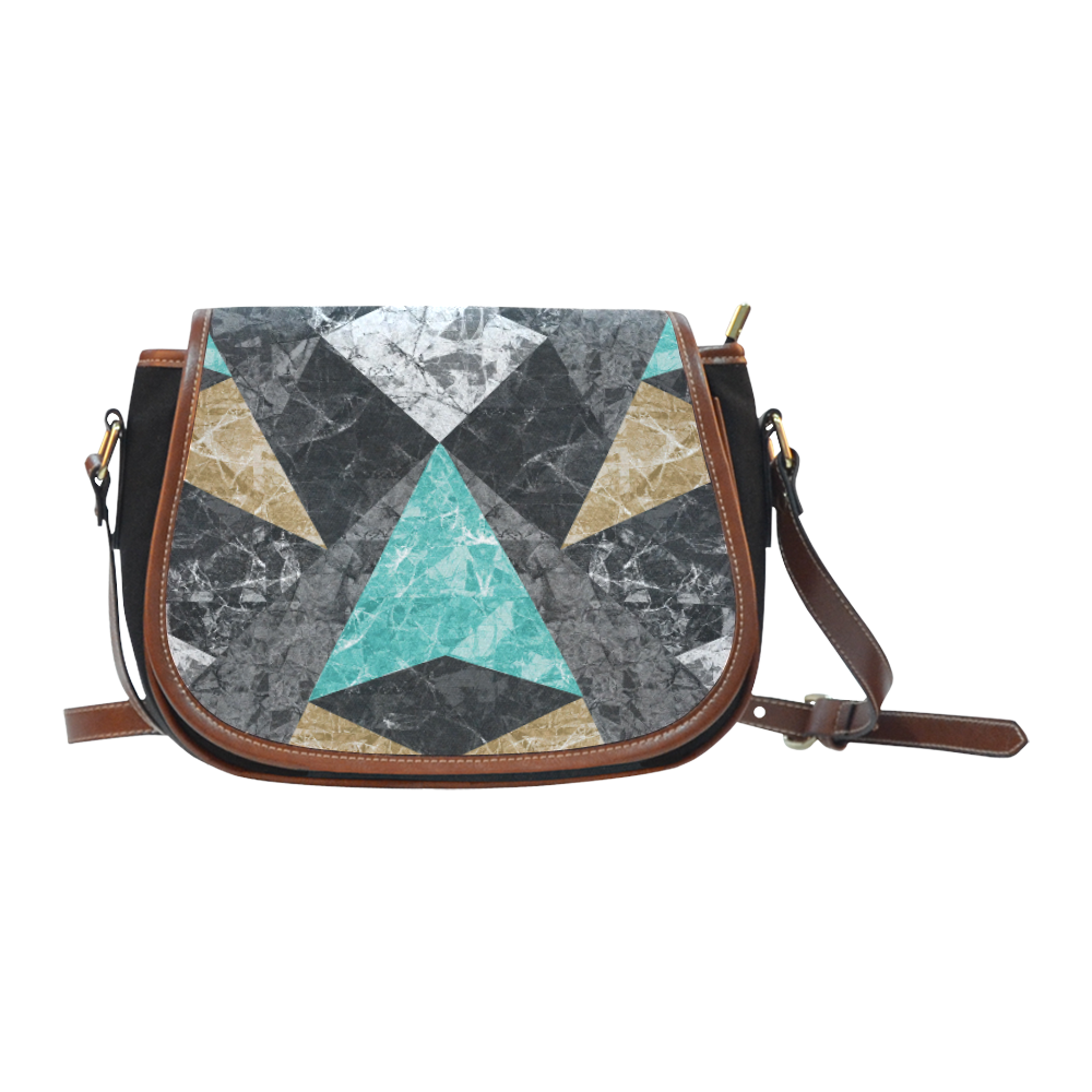 Marble Geometric Background G430 Saddle Bag/Small (Model 1649)(Flap Customization)