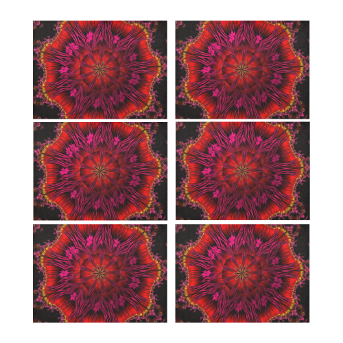 Sunset Solar Flares Fractal Abstract Placemat 14’’ x 19’’ (Set of 6)
