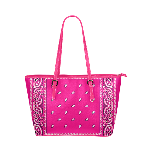 KERCHIEF PATTERN PINK Leather Tote Bag/Small (Model 1651)
