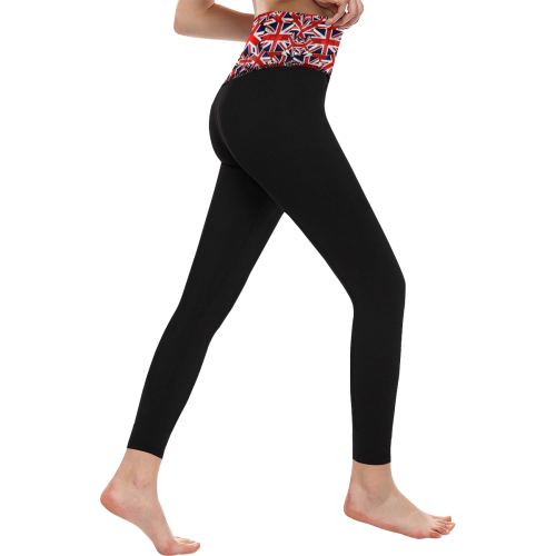Union Jack British UK Flag Black Women's All Over Print High-Waisted Leggings (Model L36)