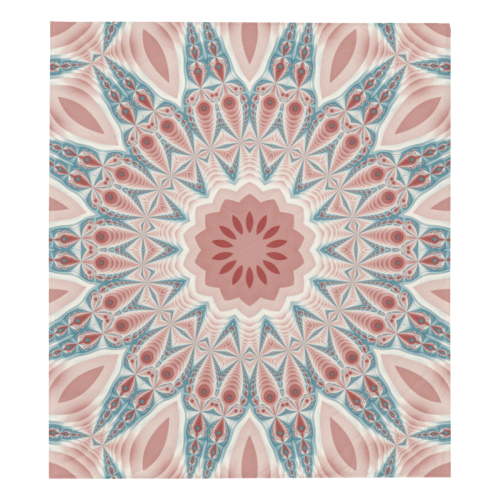 Modern Kaleidoscope Mandala Fractal Art Graphic Quilt 70"x80"