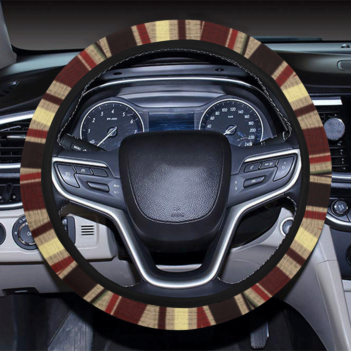 Dark textured stripes Steering Wheel Cover with Elastic Edge