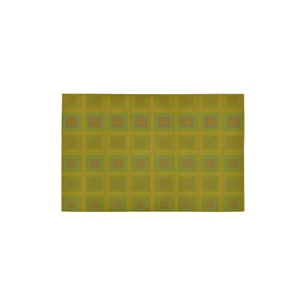 Green reddish multicolored multiple squares Area Rug 2'7"x 1'8‘’
