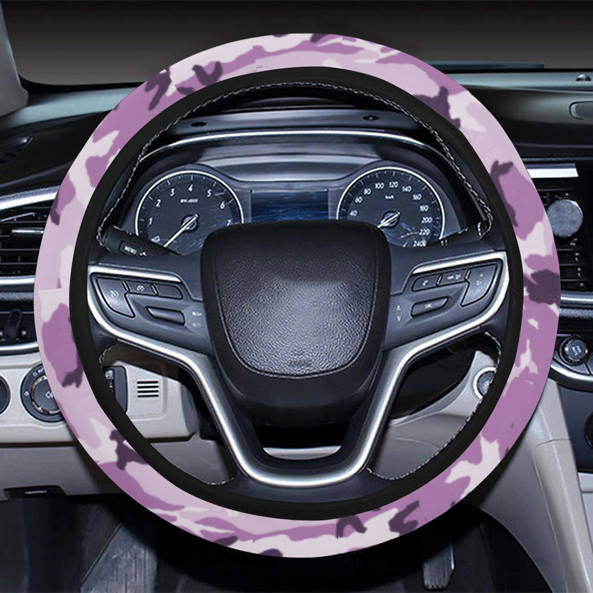 Woodland Pink Purple Camouflage Steering Wheel Cover with Elastic Edge