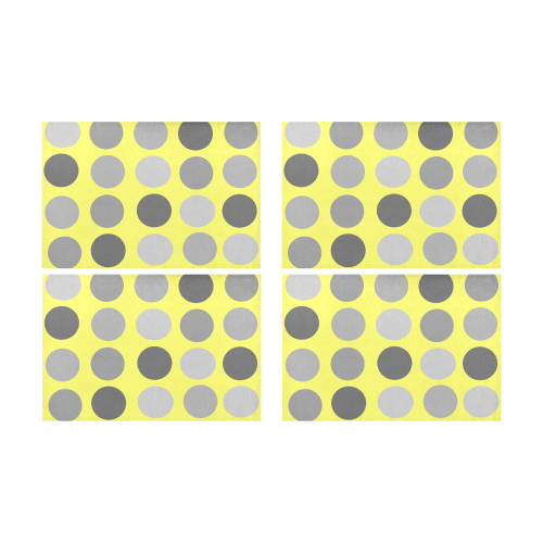 Gray and Yellow Polka Dots Placemat 12’’ x 18’’ (Four Pieces)