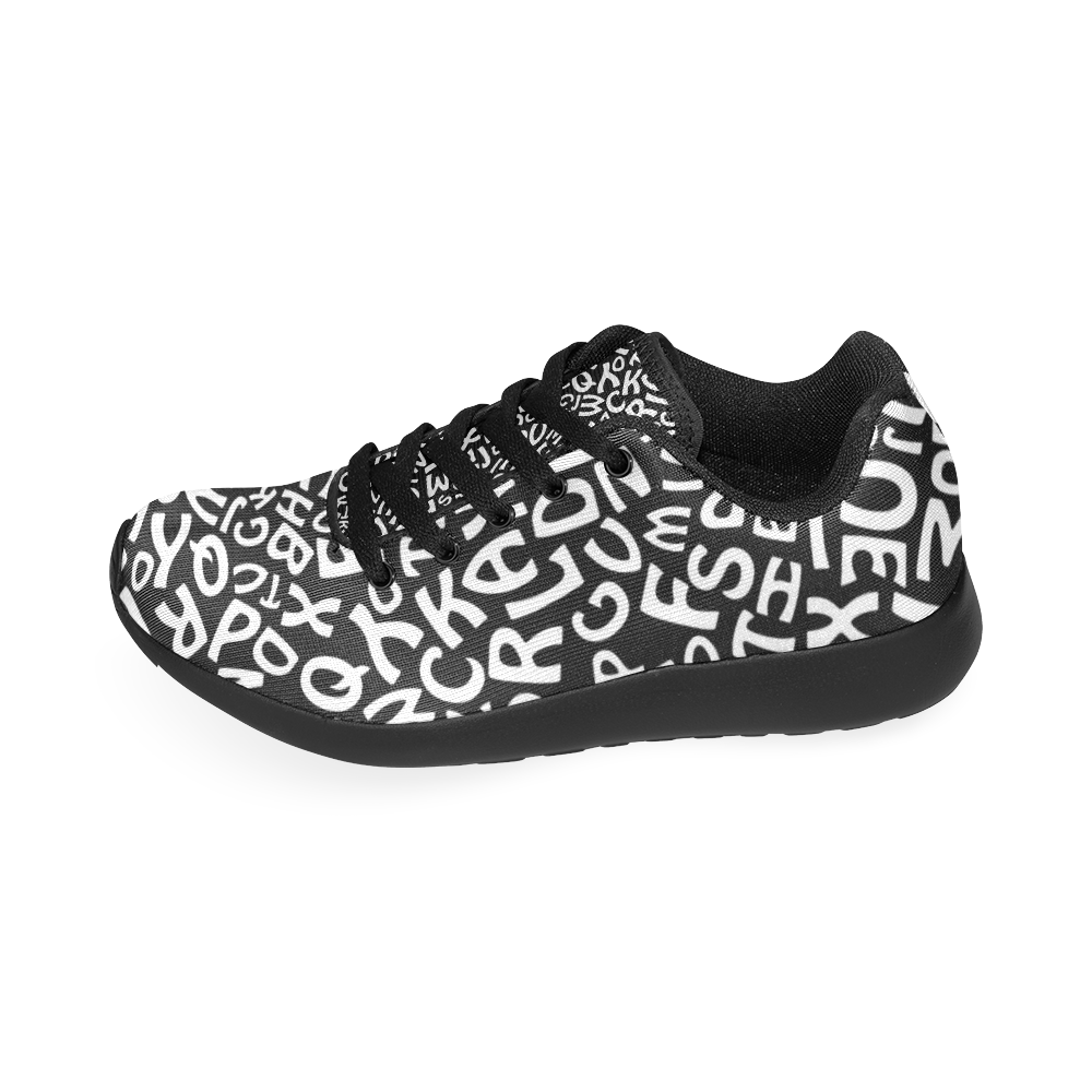Alphabet Black and White Letters Men's Running Shoes/Large Size (Model 020)