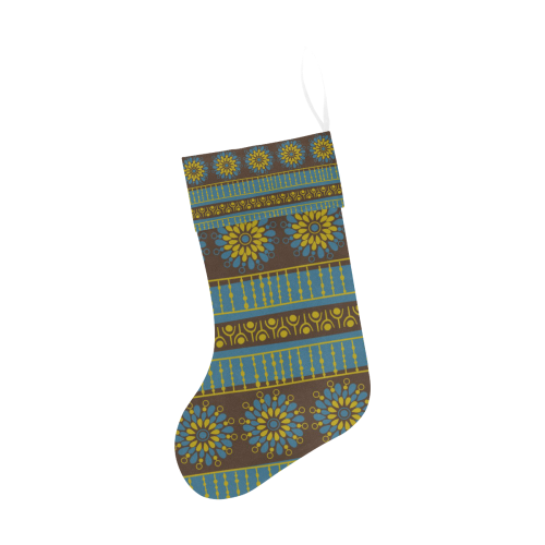 Ethnic BohemianTeal, Brown, and Green Christmas Stocking